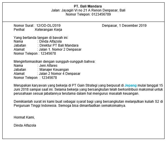 Detail Surat Keterangan Aktif Bekerja Nomer 49