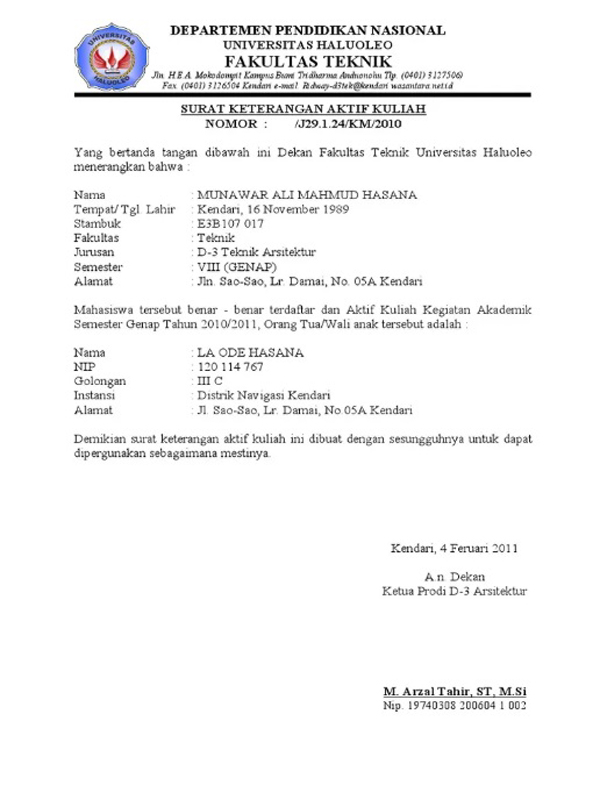 Detail Surat Keterangan Aktif Kuliah Nomer 9