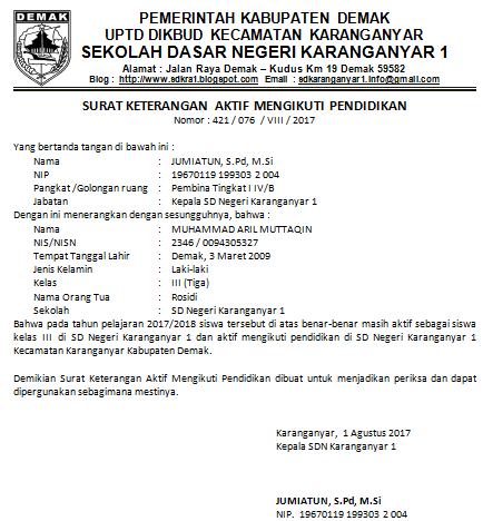 Detail Surat Keterangan Aktif Siswa Nomer 19