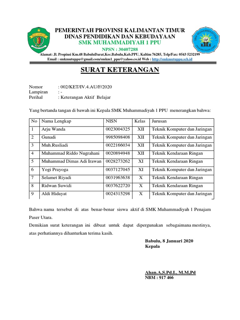 Detail Surat Keterangan Aktif Siswa Nomer 21