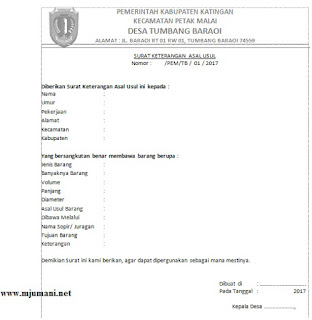 Detail Surat Keterangan Asal Barang Nomer 16