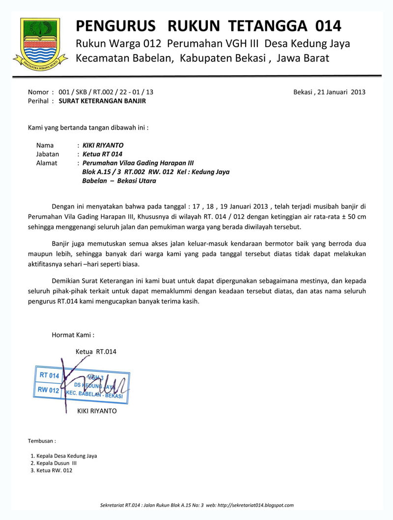 Detail Surat Keterangan Banjir Nomer 21