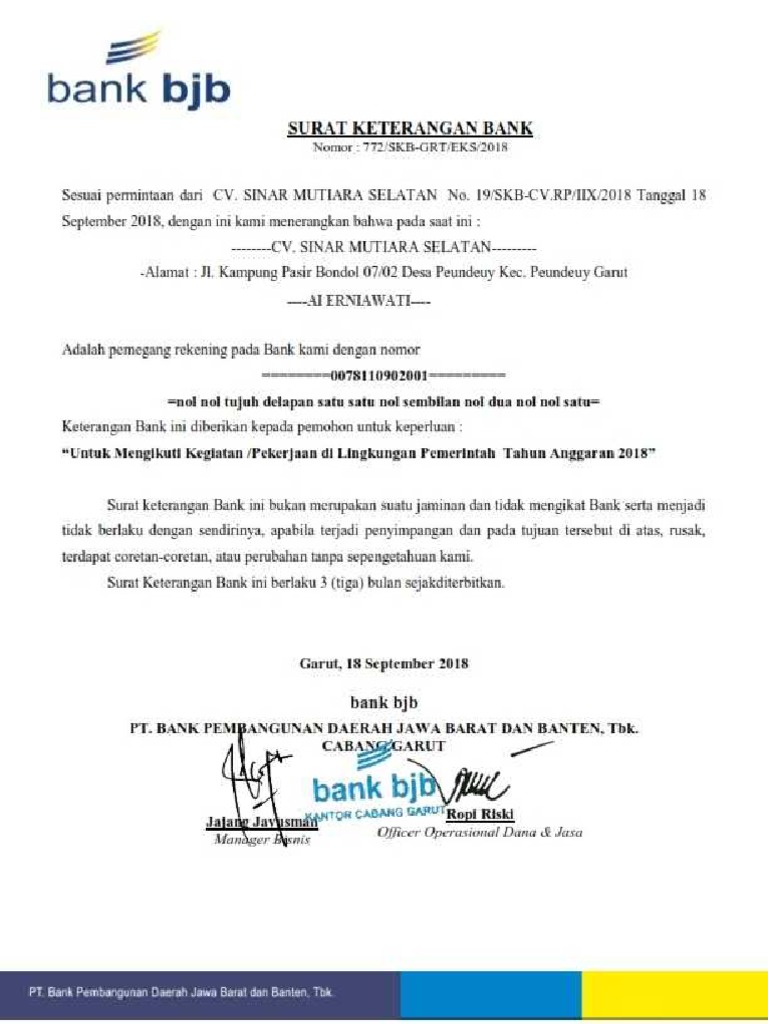 Detail Surat Keterangan Bank Nomer 7