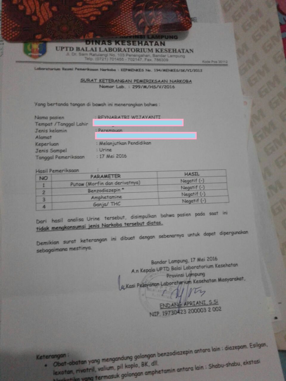 Detail Surat Keterangan Bebas Napza Nomer 38