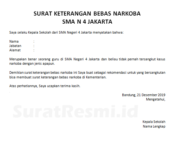 Detail Surat Keterangan Bebas Napza Nomer 46