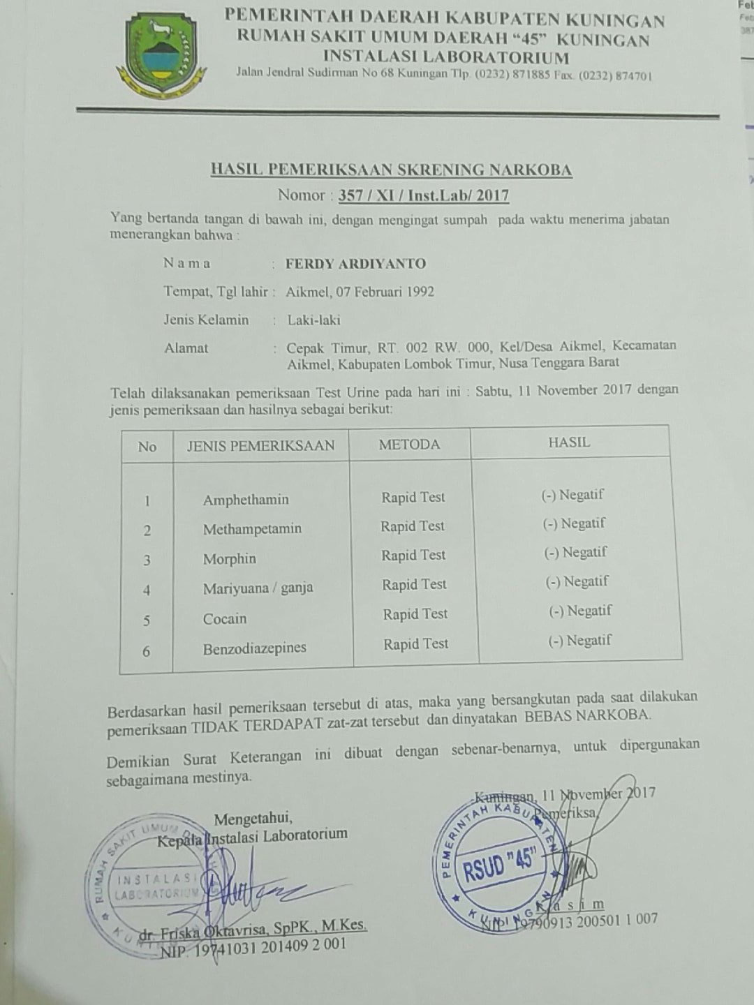 Detail Surat Keterangan Bebas Napza Nomer 47