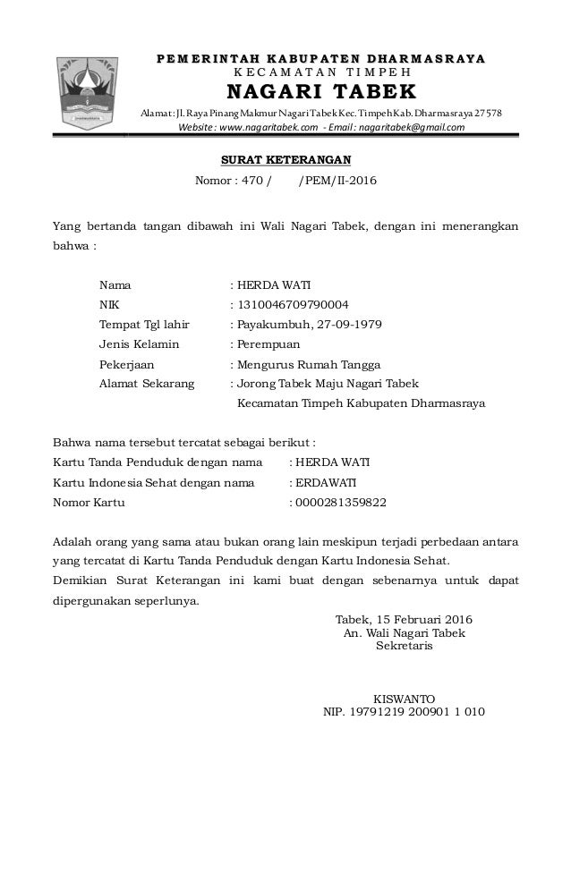 Detail Surat Keterangan Beda Nama Dari Kelurahan Nomer 5