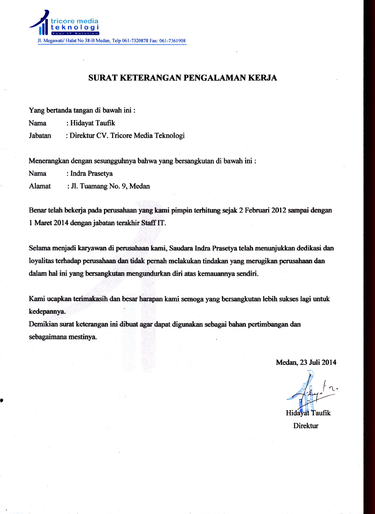 Detail Surat Keterangan Bekerja Dari Perusahaan Nomer 28