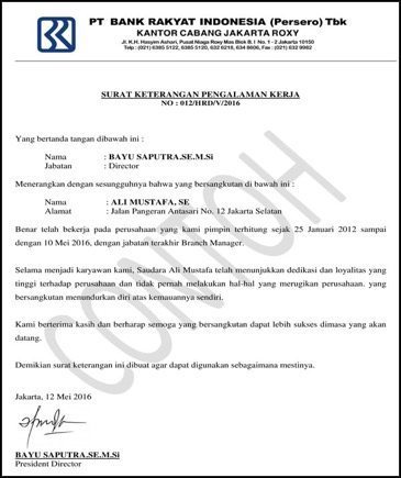 Detail Surat Keterangan Bekerja Dari Perusahaan Nomer 31