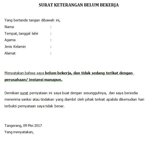 Detail Surat Keterangan Belum Bekerja Nomer 11