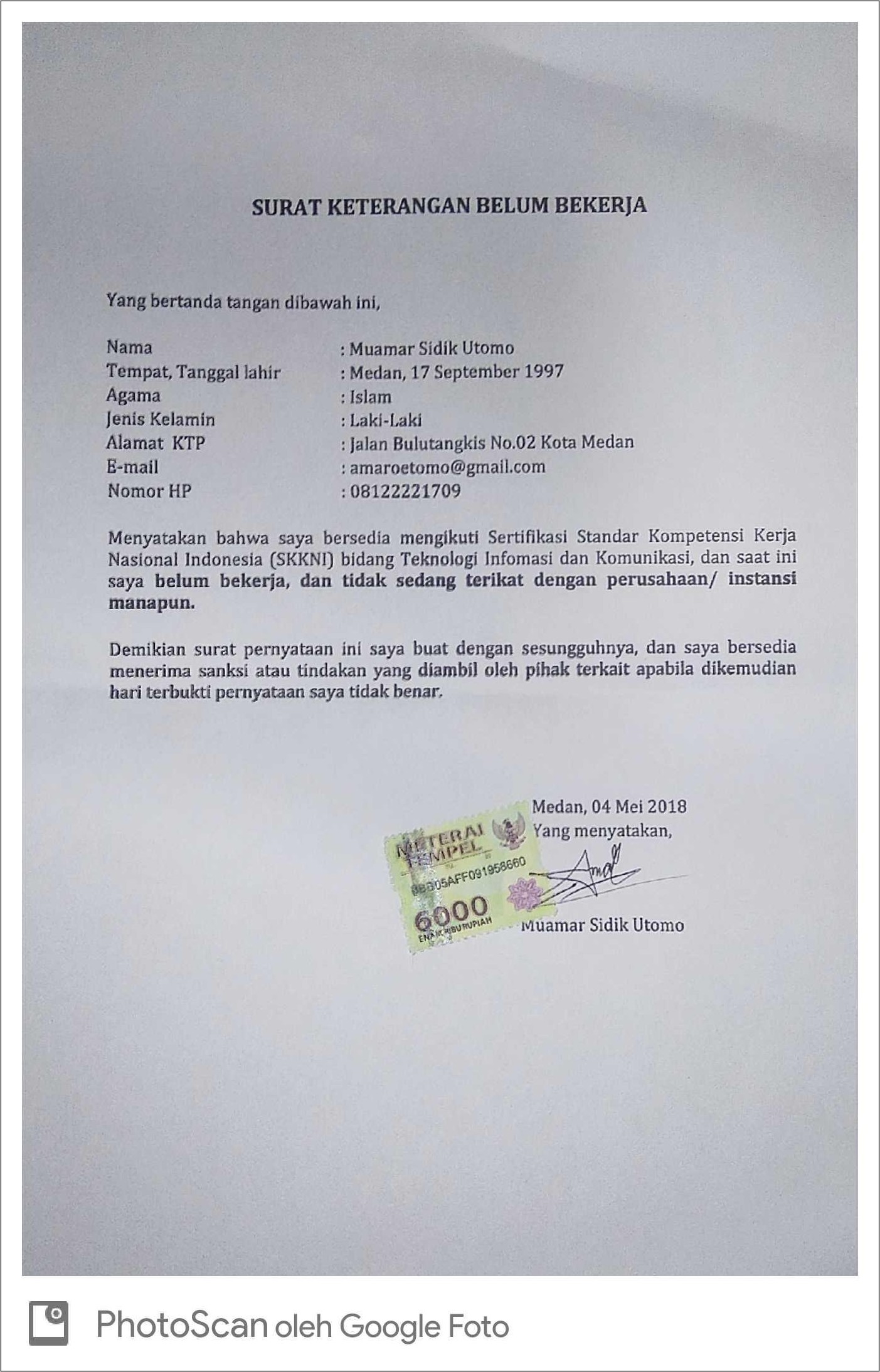 Detail Surat Keterangan Belum Bekerja Nomer 35