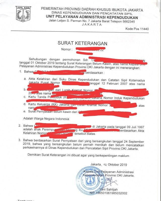 Detail Surat Keterangan Belum Menikah Nomer 29