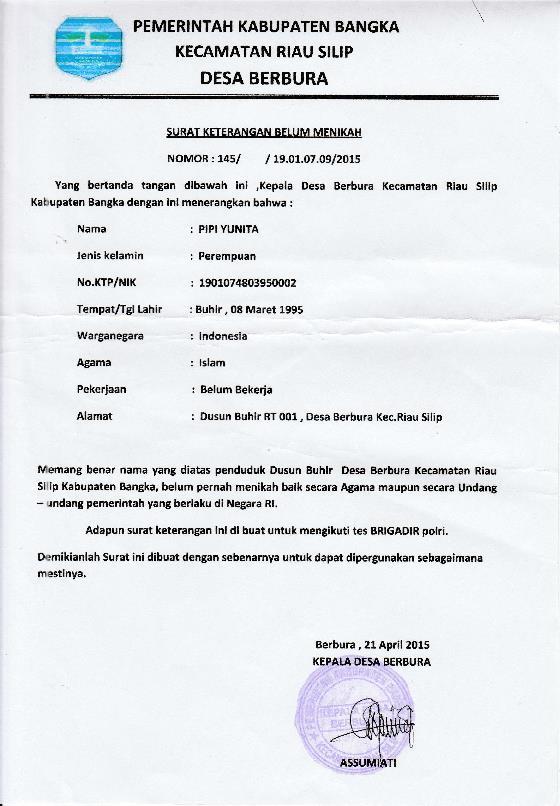 Detail Surat Keterangan Belum Menikah Nomer 33