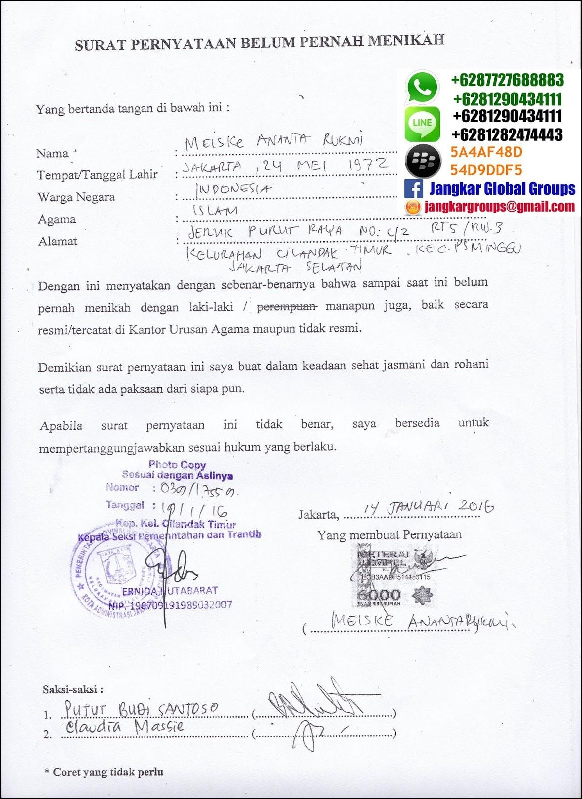 Detail Surat Keterangan Belum Menikah Dari Kelurahan Nomer 48