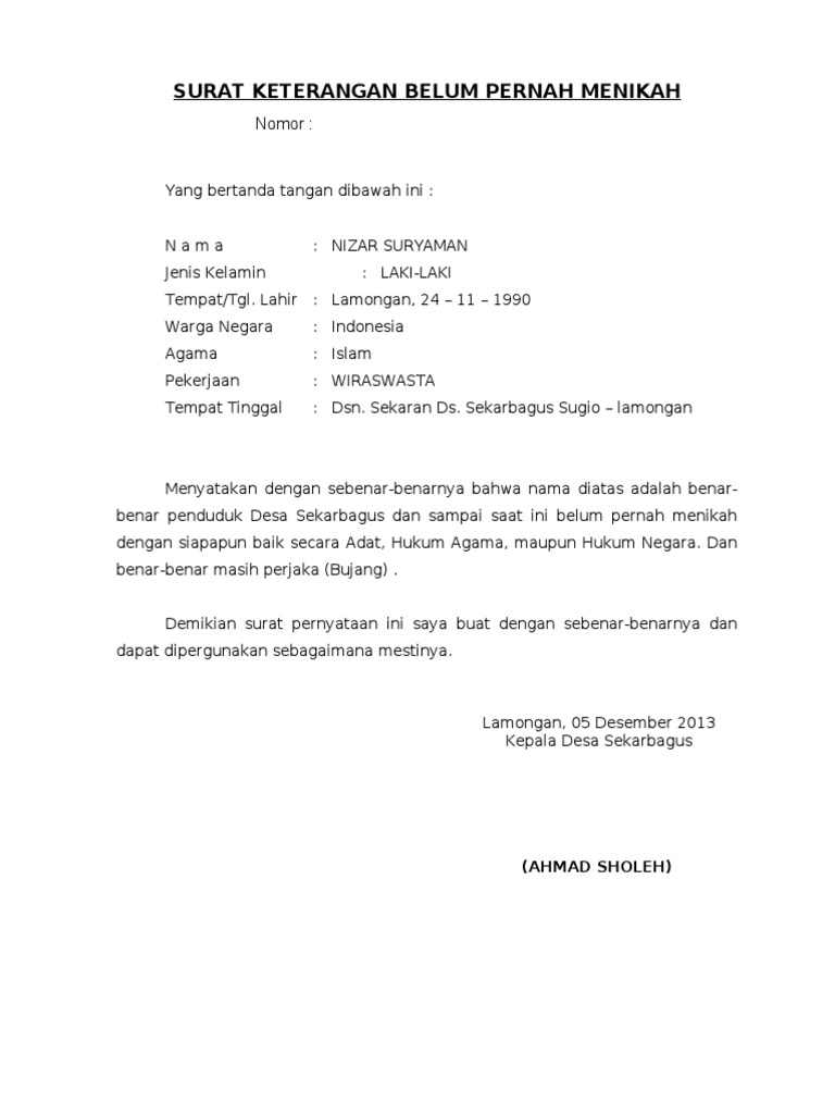 Detail Surat Keterangan Belum Menikah Dari Rt Nomer 16