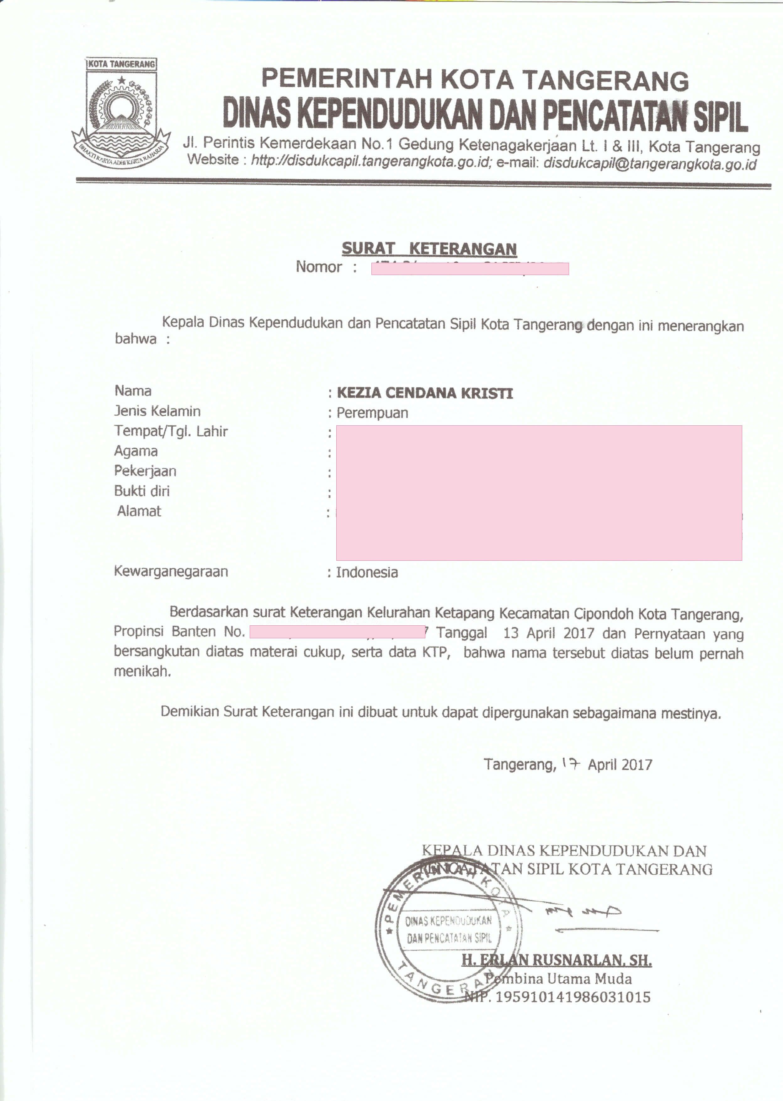 Detail Surat Keterangan Belum Pernah Menikah Nomer 34