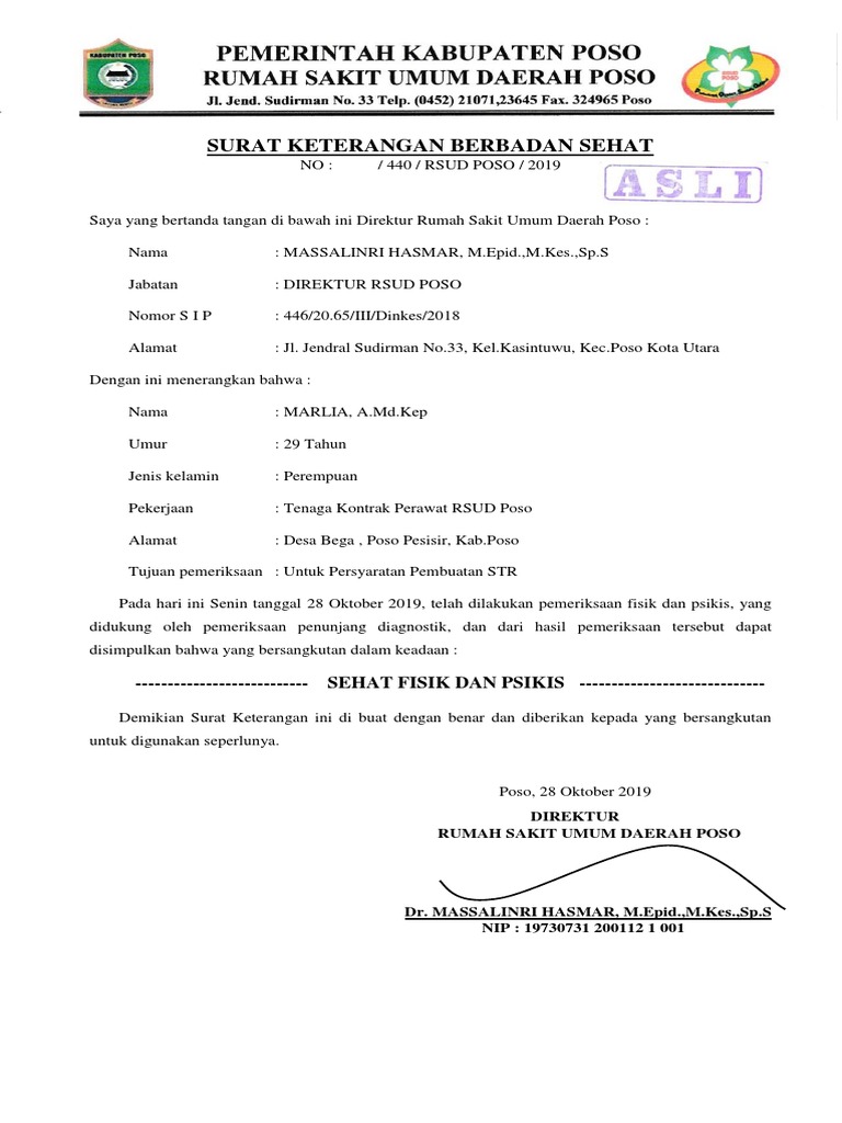 Detail Surat Keterangan Berbadan Sehat Nomer 14