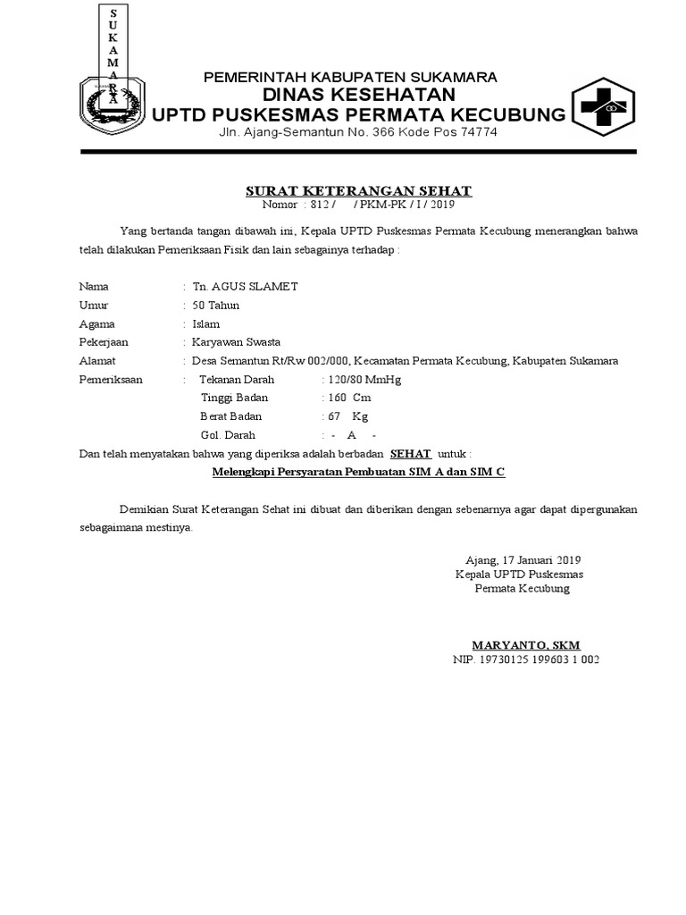 Detail Surat Keterangan Berbadan Sehat Nomer 3