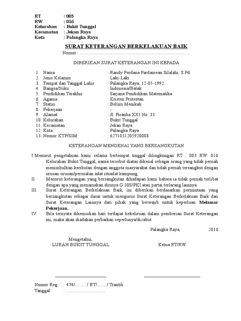 Detail Surat Keterangan Berkelakuan Baik Nomer 24