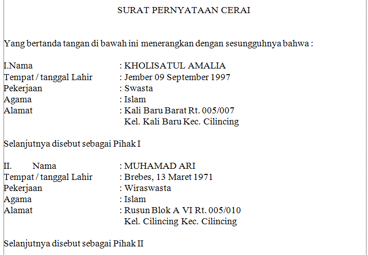 Detail Surat Keterangan Cerai Nomer 38