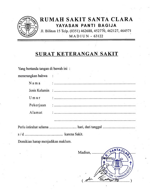 Detail Surat Keterangan Dari Dokter Nomer 27