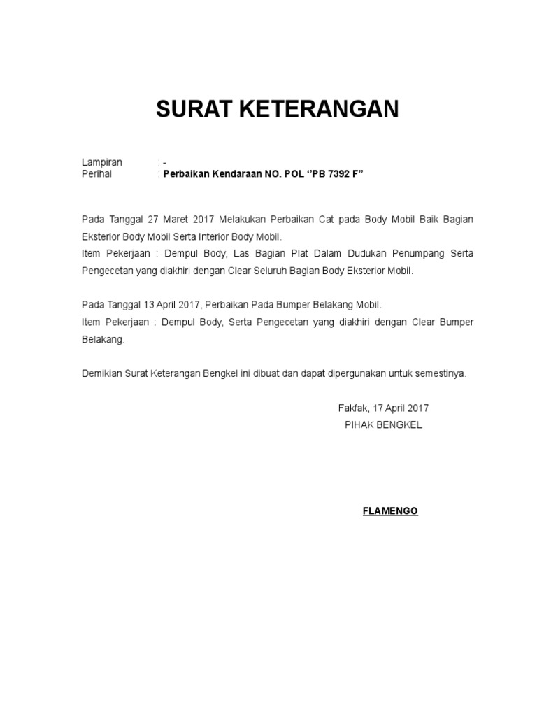 Detail Surat Keterangan Doc Nomer 5