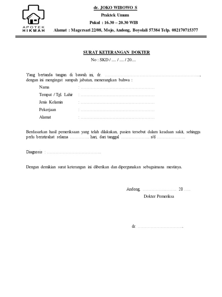 Surat Keterangan Dokter - KibrisPDR