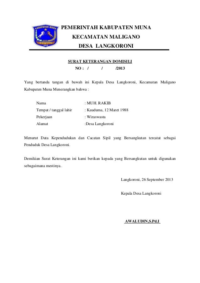 Detail Surat Keterangan Domisili Desa Nomer 13