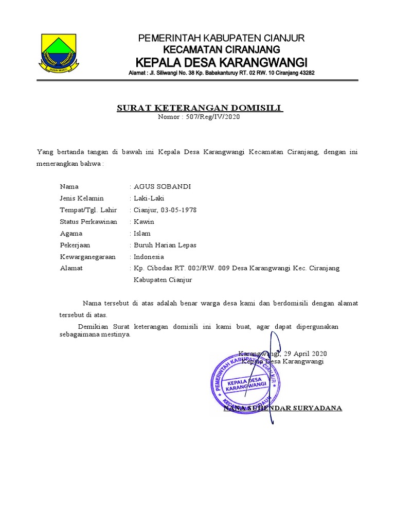 Detail Surat Keterangan Domisili Desa Nomer 17