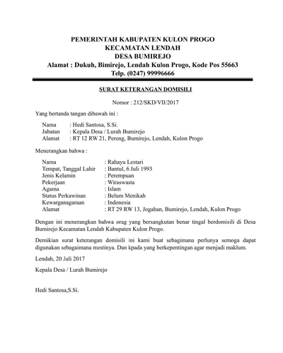 Detail Surat Keterangan Domisili Desa Nomer 4