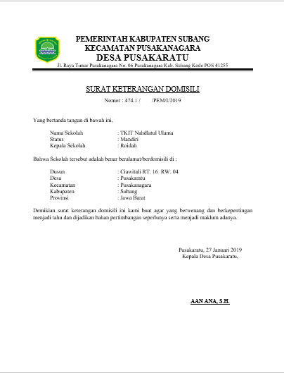 Detail Surat Keterangan Domisili Lembaga Nomer 5