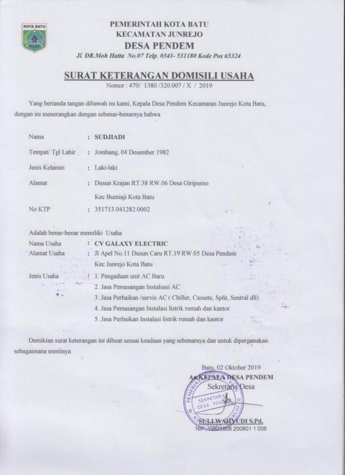 Detail Surat Keterangan Domisili Perusahaan Nomer 30