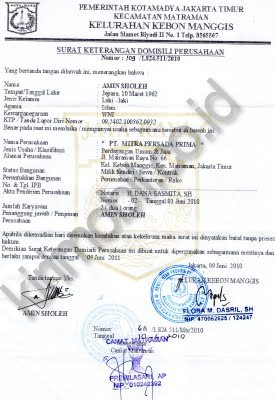 Detail Surat Keterangan Domisili Perusahaan Nomer 40