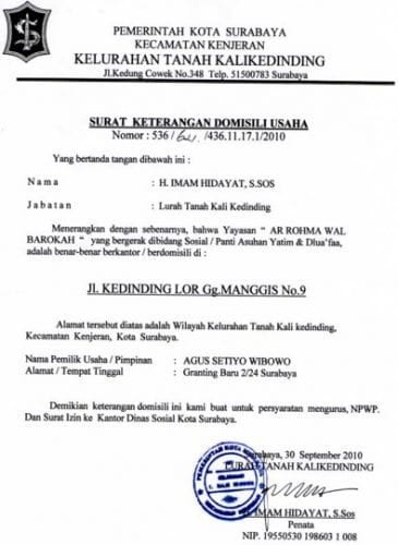 Detail Surat Keterangan Domisili Perusahaan Kota Bandung Nomer 26
