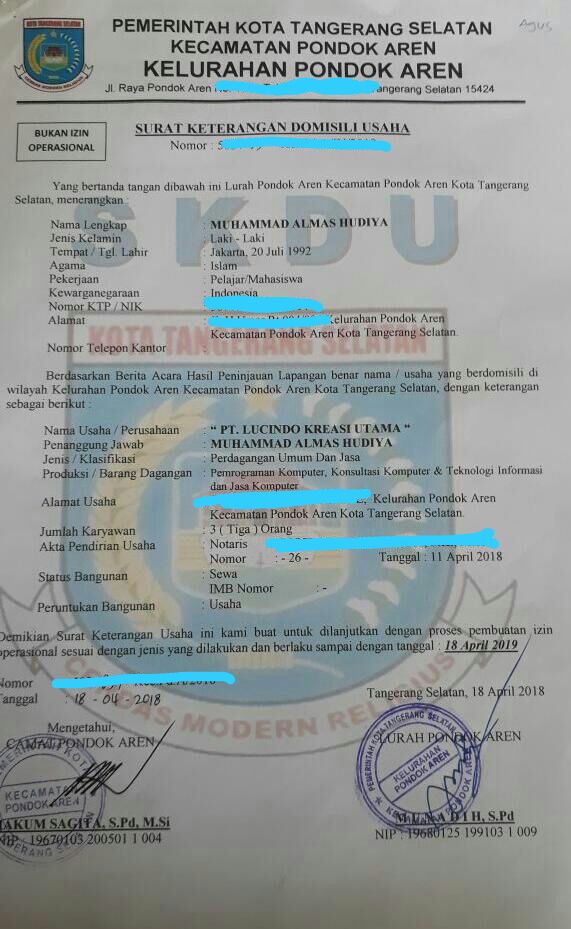 Detail Surat Keterangan Domisili Usaha Koleksi Nomer 48 8905