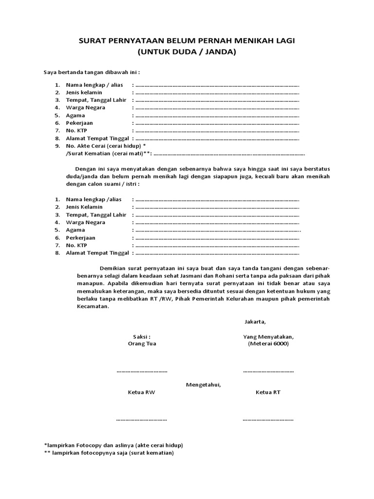 Detail Surat Keterangan Duda Nomer 9