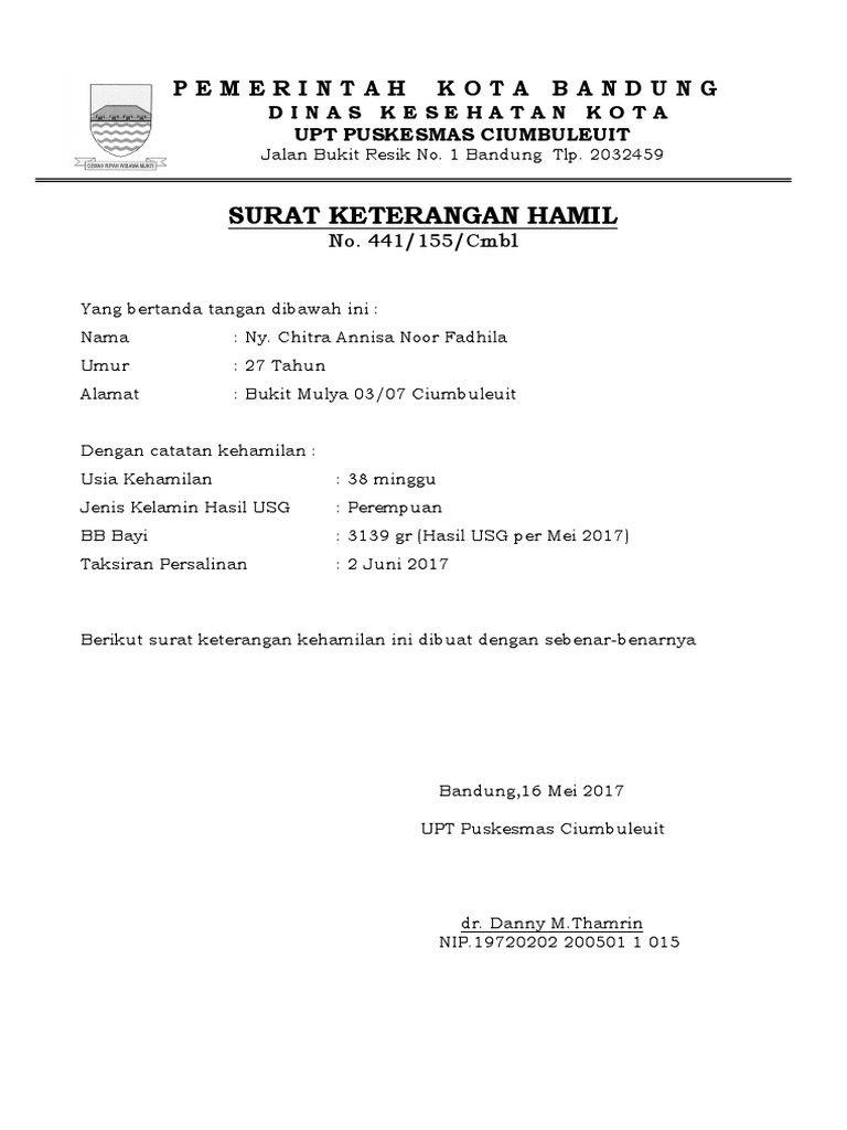 Detail Surat Keterangan Hamil Dari Bidan Nomer 15