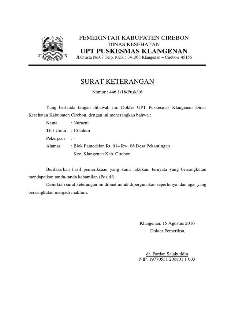 Detail Surat Keterangan Hamil Dari Dokter Nomer 4