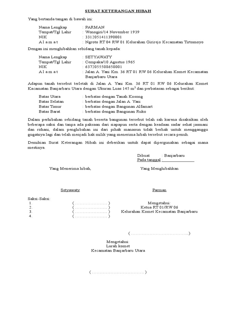 Detail Surat Keterangan Hibah Nomer 31