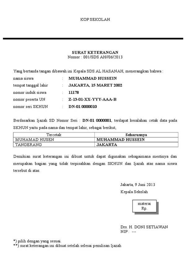 Detail Surat Keterangan Ijazah Nomer 7