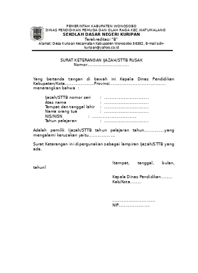 Detail Surat Keterangan Ijazah Hilang Nomer 10