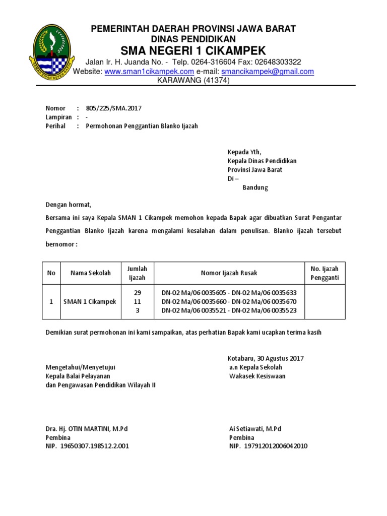 Detail Surat Keterangan Ijazah Rusak Nomer 25