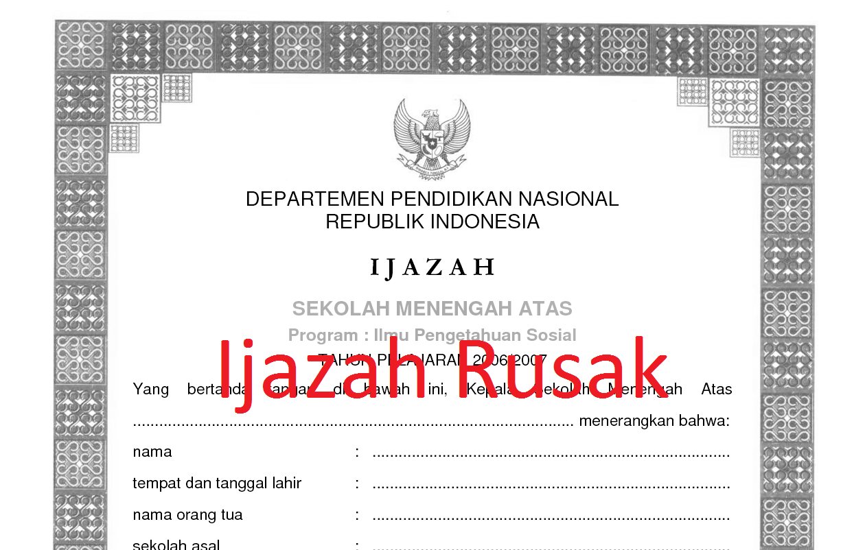 Detail Surat Keterangan Ijazah Rusak Nomer 35