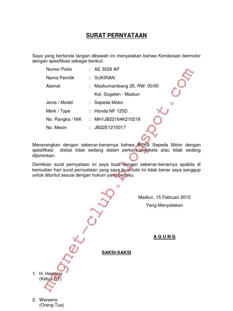 Surat Keterangan Jaminan Bpkb Di Bank - KibrisPDR