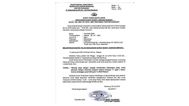 Detail Surat Keterangan Jaminan Bpkb Di Bank Nomer 19