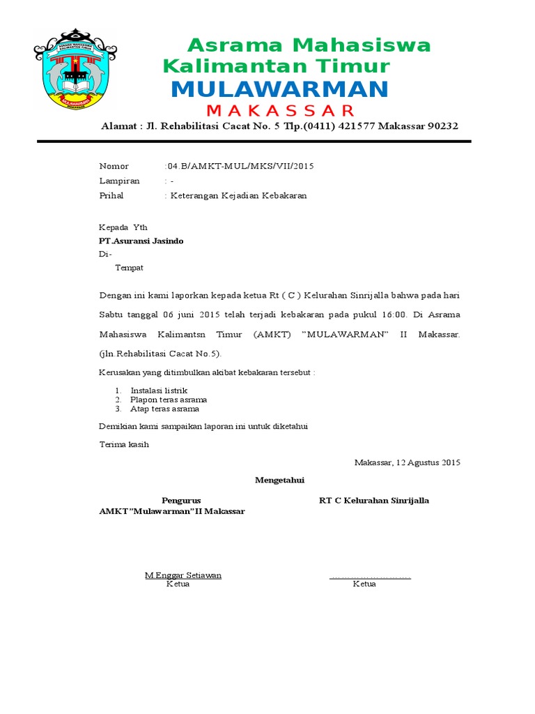 Detail Surat Keterangan Kebakaran Nomer 13