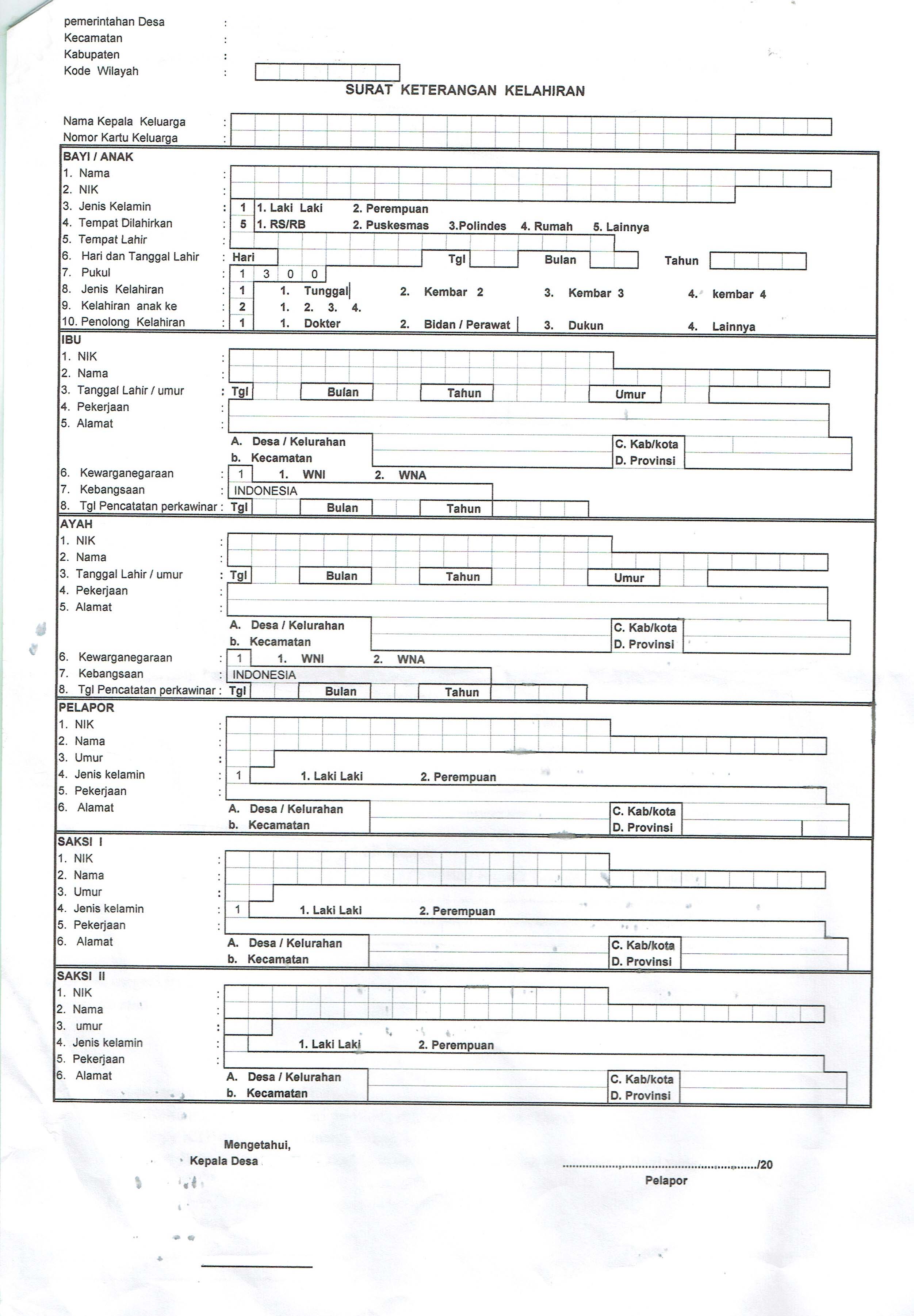 Detail Surat Keterangan Kelahiran Nomer 4