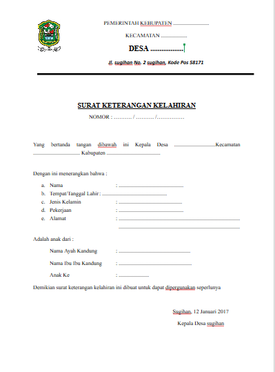 Detail Surat Keterangan Kelahiran Nomer 6