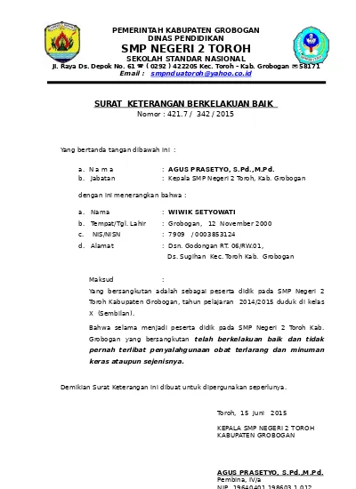 Detail Surat Keterangan Kelakuan Baik Dari Sekolah Nomer 6