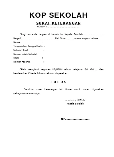 Detail Surat Keterangan Kelulusan Nomer 19